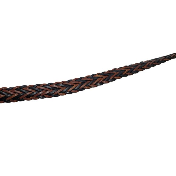 Vtg Handmade Western Braided Leather Belt Sz L Dark Brown Black 38" Turkey - Picture 11 of 14
